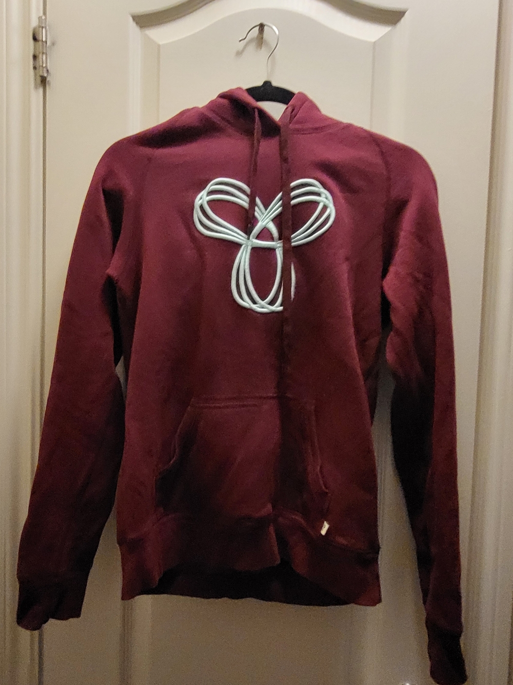 Women’s Maroon Hoodie Sweater with White Embroidery